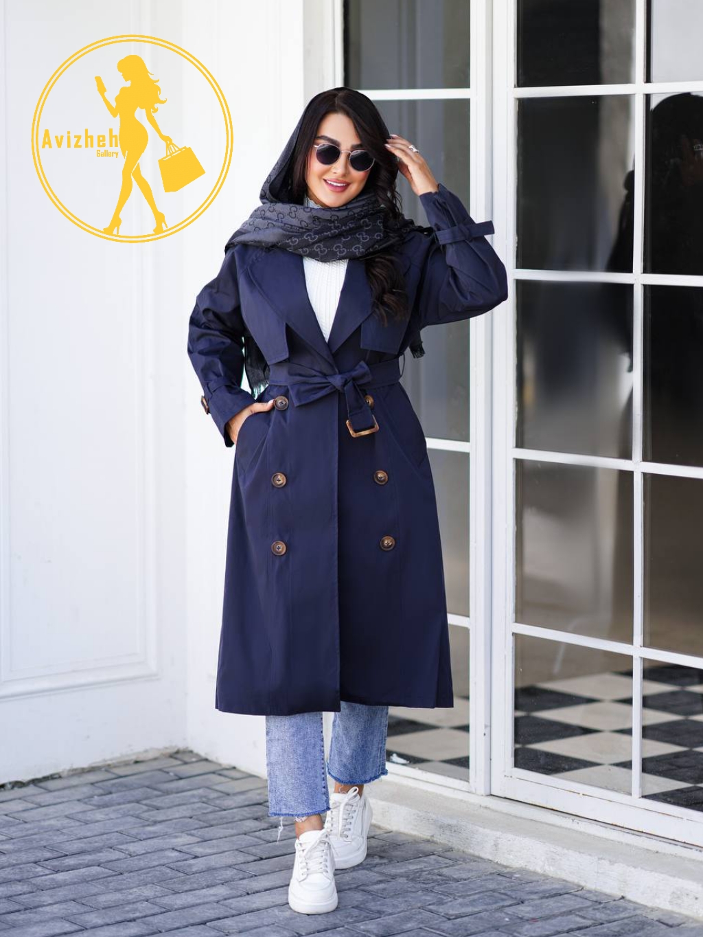ترنچ کت بارانی بلند زنانه