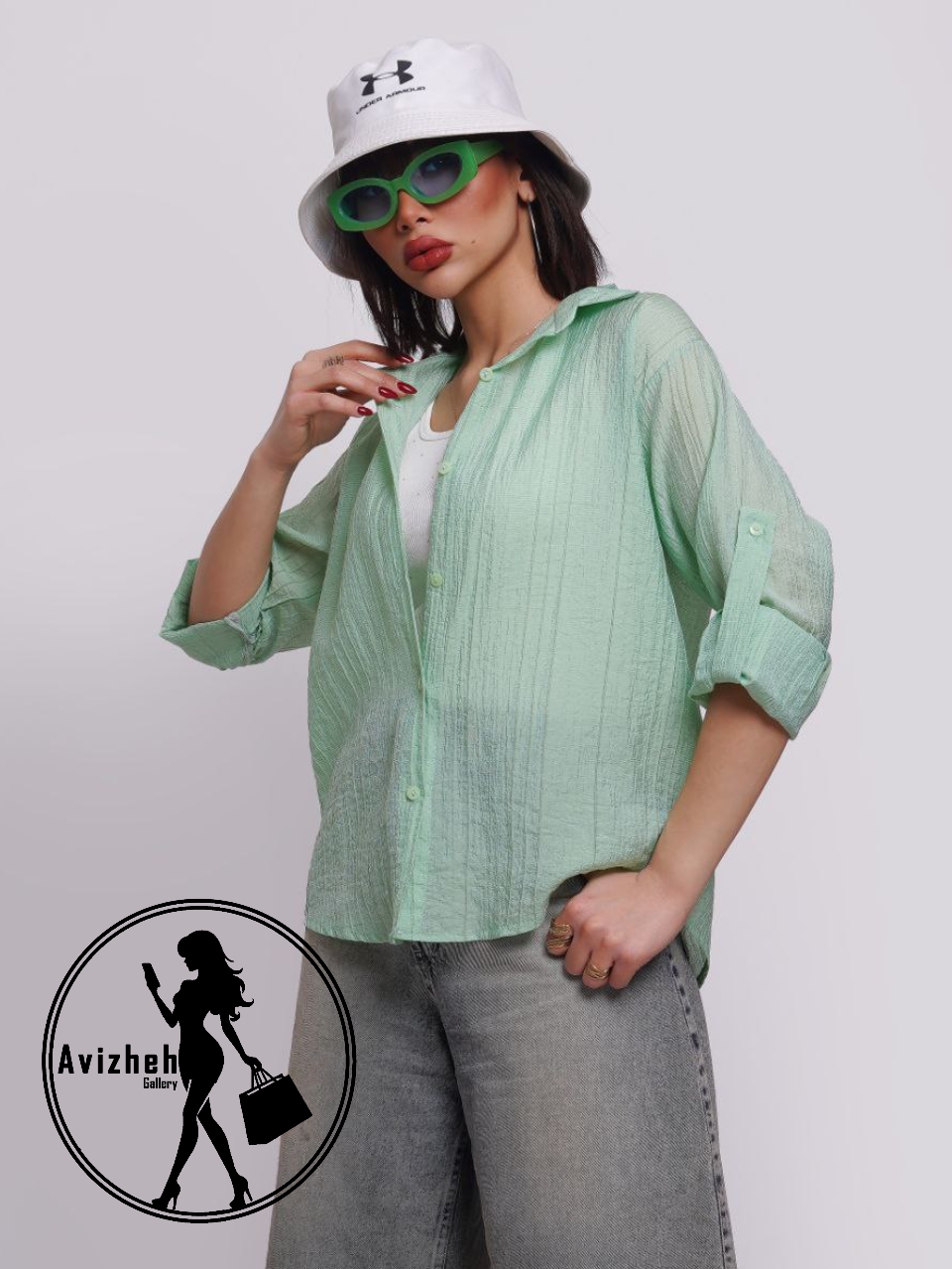 شومیز و کراپ نگینی زنانه جنس پری شیشه ای
